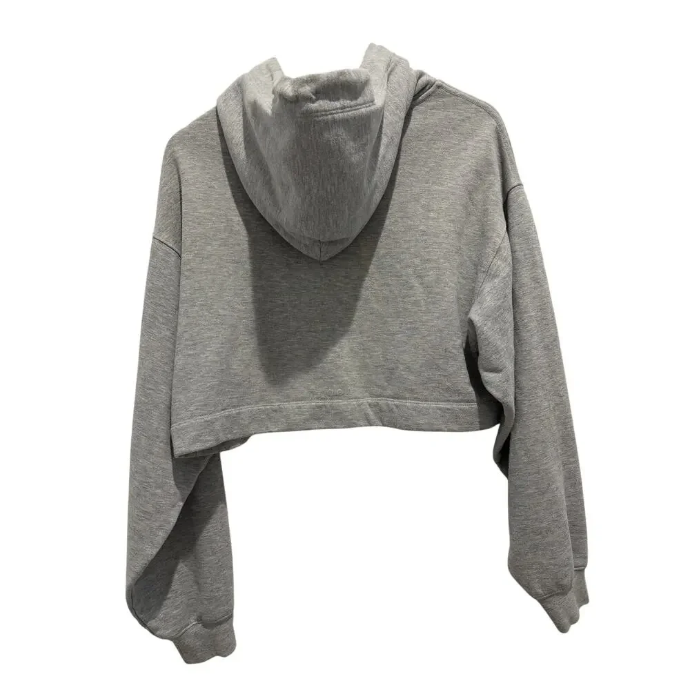 Alo Yoga Bae Hoodie Athletic Heather Gray Cropped Size S Activewear